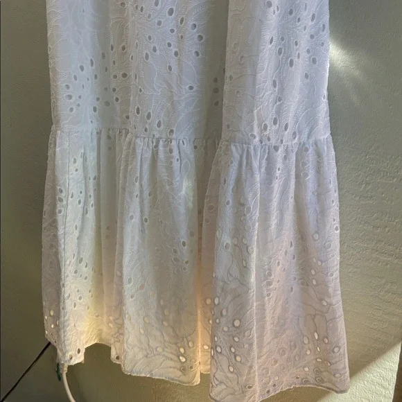 NEW Lilly Pulitzer "Lantana" White Eyelet Midi Dress Smocked Back Flutter Straps - Picture 7 of 8